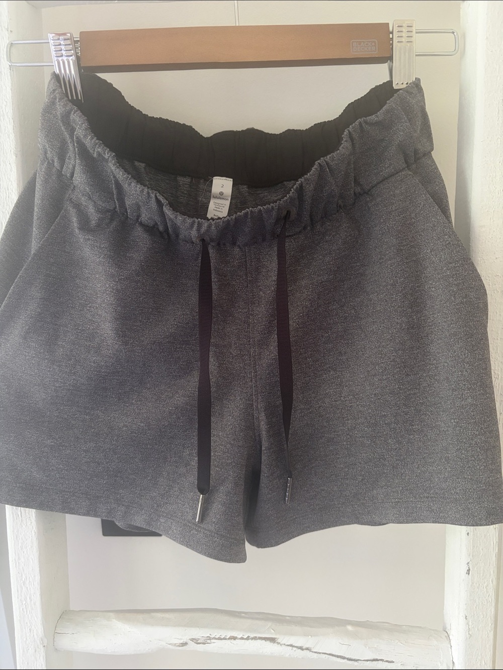 Women's Gray Elastic Waist Everyday Shorts